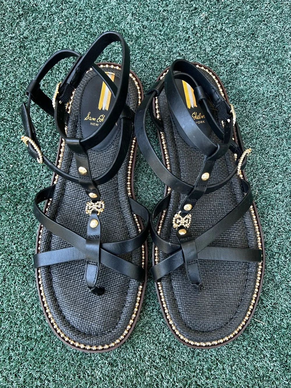 NWT Sam Edelman Talya Ankle Strap Sandal Leather Black 9